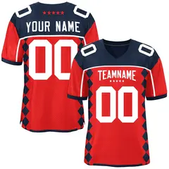 Navy Red Side Blocks Raglan Authentic Football Jersey