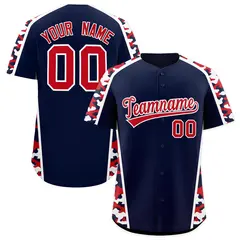 Navy Red Side Camo Baseball Jersey