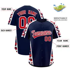 Navy Red Side Camo Baseball Jersey 2