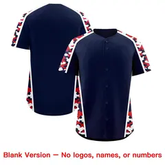 Navy Red Side Camo Baseball Jersey 7