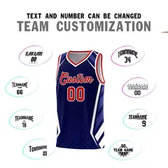 Navy Red Side Slash Diamond Pattern Basketball Jersey 3