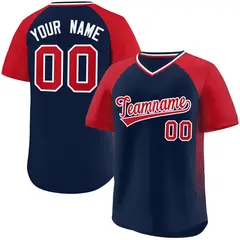 Navy Red Side Spot Raglan Pullover Baseball Jersey 1