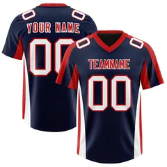 Navy Red Side Stripe Authentic Football Jersey 1