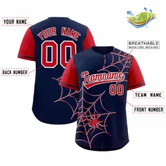 Navy Red Spider Web Raglan Sleeves Authentic Baseball Jersey 2