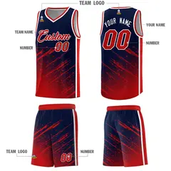 Navy Red Splash Moisture Wicking Basketball Kit 5