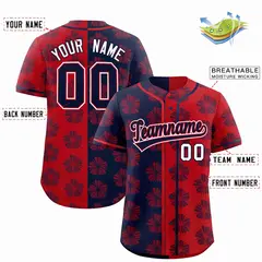 Navy Red Split Flower Graffiti Authentic Baseball Jersey 2