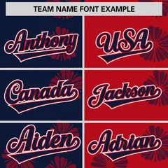 Navy Red Split Flower Graffiti Authentic Baseball Jersey 3