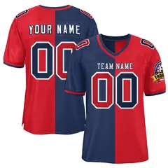 Navy Red Split Two Tone Design Authentic Football Jersey