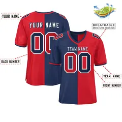 Navy Red Split Two Tone Design Authentic Football Jersey 2