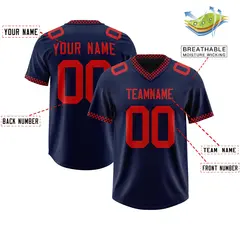 Navy Red Square Neckline Classic Authentic Football Jersey 2
