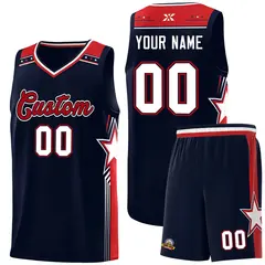 Navy Red Star Graffiti Basketball Jersey Sports Uniform