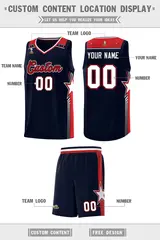 Navy Red Star Graffiti Basketball Jersey Sports Uniform 2