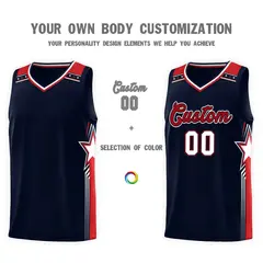 Navy Red Star Graffiti Basketball Jersey Sports Uniform 3
