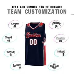 Navy Red Star Graffiti Basketball Jersey Sports Uniform 4