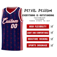 Navy Red Star Graffiti Sports Uniform Basketball Jersey 2