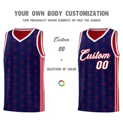 Navy Red Star Graffiti Sports Uniform Basketball Jersey 3
