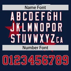Navy Red Star Graffiti Two-Button Baseball Jersey 4