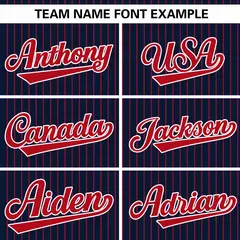 Navy Red Stripe Authentic Pullover Baseball Jersey 3