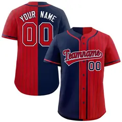Navy Red Stripe-Solid Combo Authentic Baseball Jersey