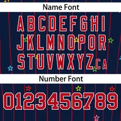 Navy Red Stripe Star Pattern Authentic Baseball Jersey 4