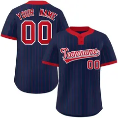 Navy Red Stripe Two-Button Softball Jersey 1