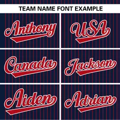 Navy Red Stripe Two-Button Softball Jersey 4