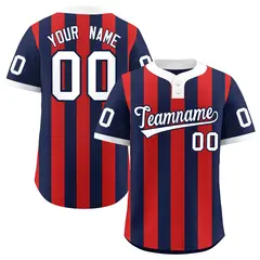 Navy Red Stripe Two-Button Softball Jersey 1