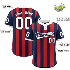 Navy Red Stripe Two-Button Softball Jersey 2