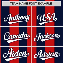 Navy Red Stripe Two-Button Softball Jersey 3