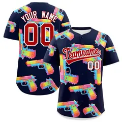 Navy Red Sugar-Coated Firepower Graffiti Baseball Jersey