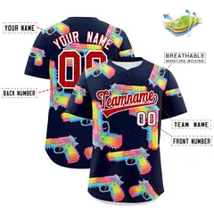 Navy Red Sugar-Coated Firepower Graffiti Baseball Jersey 2
