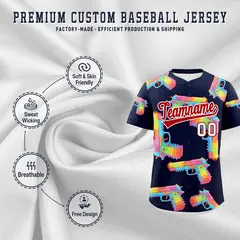 Navy Red Sugar-Coated Firepower Graffiti Baseball Jersey 3