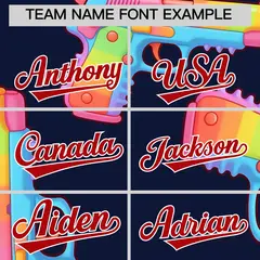 Navy Red Sugar-Coated Firepower Graffiti Baseball Jersey 5