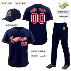 Navy Red Team Baseball Jersey Pants Hat Package 2