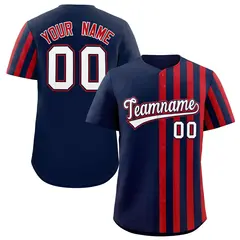 Navy Red Thick Stripe Authentic Baseball Jersey