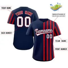 Navy Red Thick Stripe Authentic Baseball Jersey 2