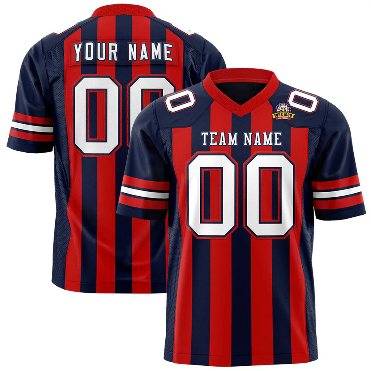 Navy Red Thick Stripe Authentic Football Jersey