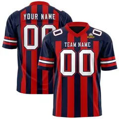Navy Red Thick Stripe Authentic Football Jersey