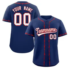 Navy Red Thorns Ribbed Classic Authentic Baseball Jersey