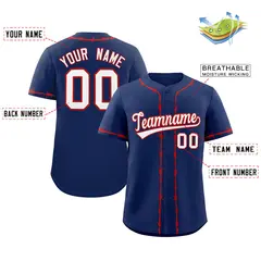 Navy Red Thorns Ribbed Classic Authentic Baseball Jersey 2