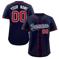 Navy Red Thorns Ribbed Classic Authentic Baseball Jersey 1
