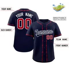 Navy Red Thorns Ribbed Classic Authentic Baseball Jersey 2