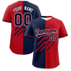 Navy Red Tiger Claw Scratch Split Baseball Jersey 1