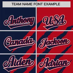 Navy Red Tiger Claw Scratch Split Baseball Jersey 3