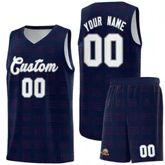 Navy Red Trailblazer Dot Pattern Basketball Jersey