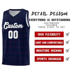 Navy Red Trailblazer Dot Pattern Basketball Jersey 2
