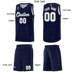 Navy Red Trailblazer Dot Pattern Basketball Jersey 5