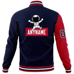 Navy Red Two Tone Raglan Sleeves Varsity Letterman Jacket 6