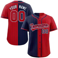 Navy Red Two Tone Striped Authentic Baseball Jersey