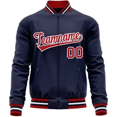 Navy Red Varsity Full-Zip Letterman Baseball Jacket 5